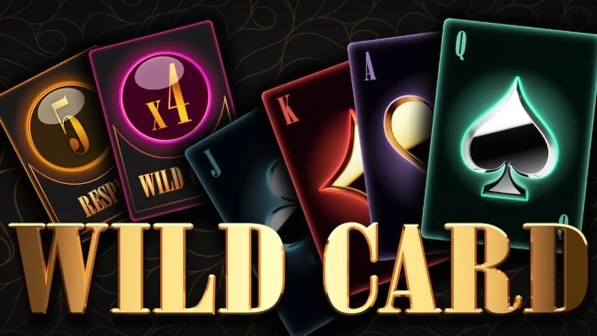 Captura de tela do jogo Wild Card da Casimi Gaming, mostrando rolos com símbolos de cartas e elementos de cassino.